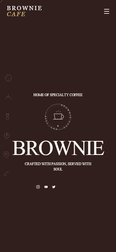 Brownie Cafe web sitesi, mobil görünüm