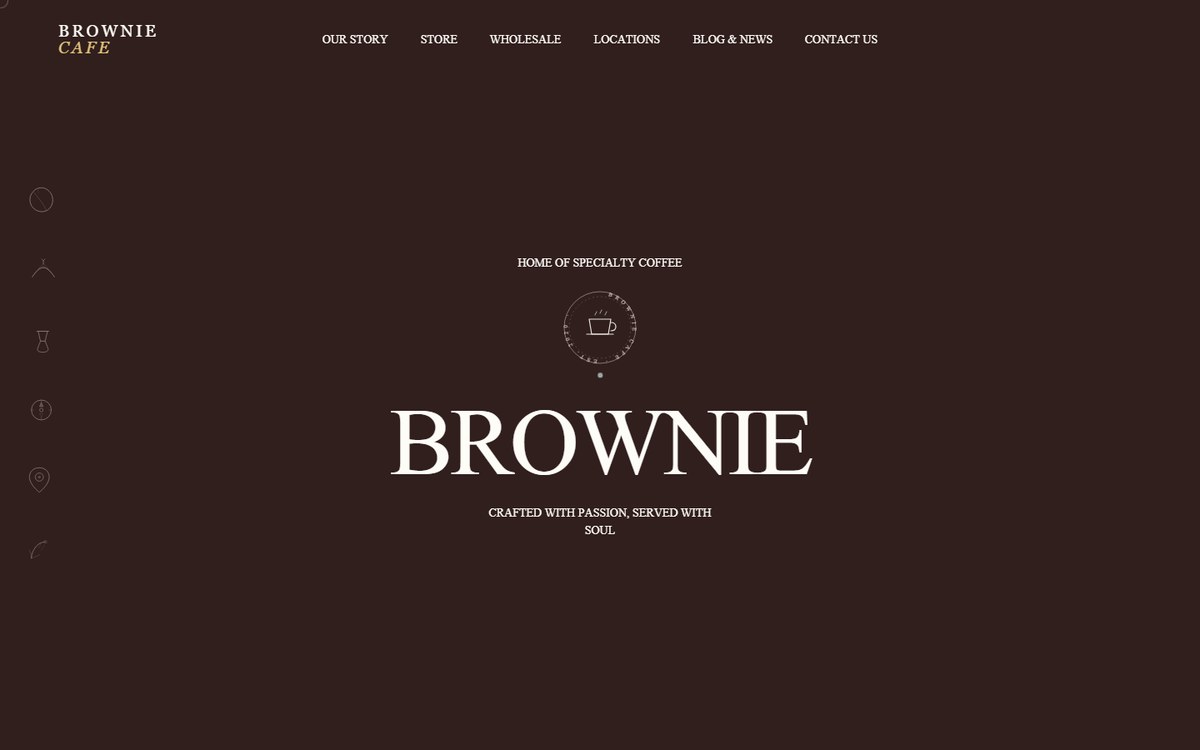 Brownie Cafe web sitesi, masaüstü görünüm